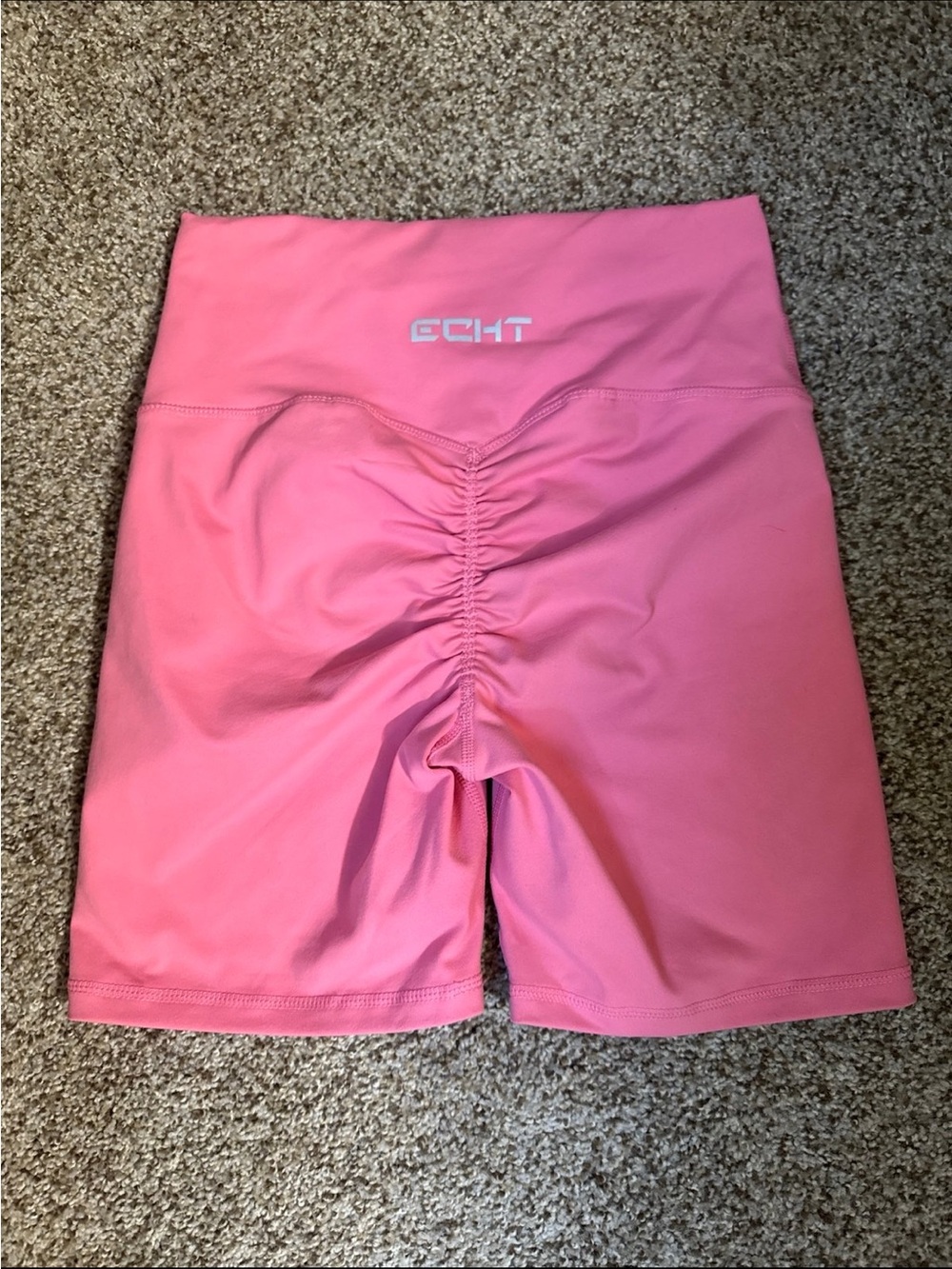 ECHT Pink High-Rise Ruched Bike Shorts